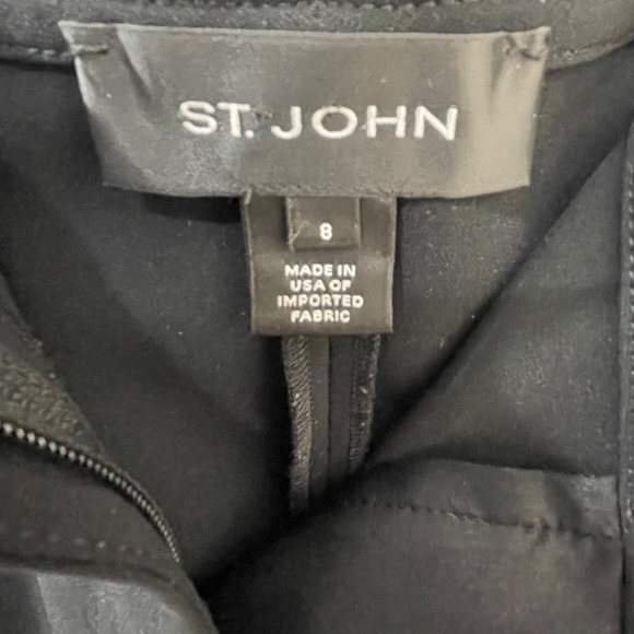 ST JOHN {8} Jogger Pant Black Flat Front Gathered Elastic Ankle - Picture 4 of 6